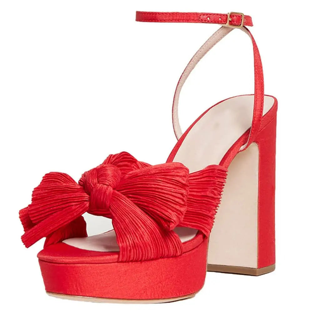 Thick High Heel Bow Platform Sandals