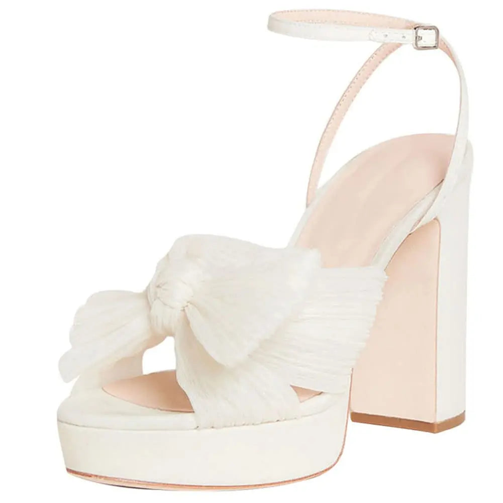 Thick High Heel Bow Platform Sandals