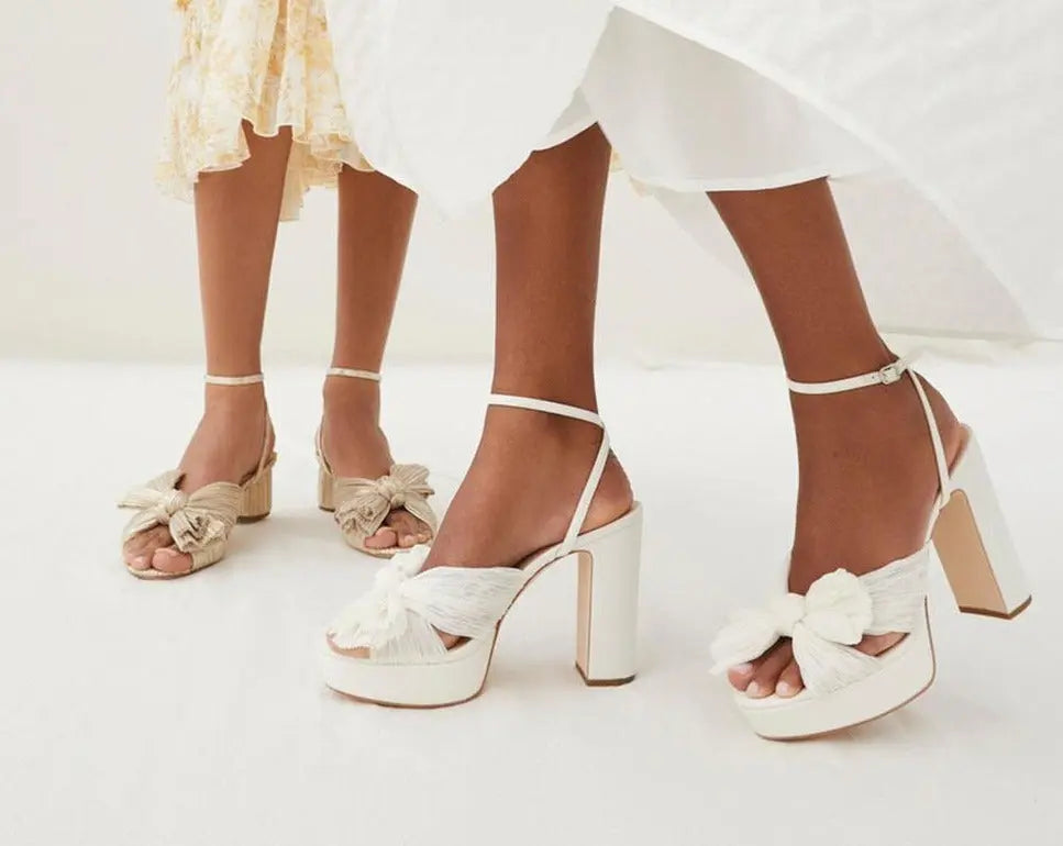 Thick High Heel Bow Platform Sandals