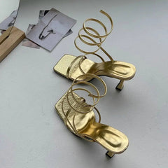 Thin Straps Low Heel Sandal Shoes
