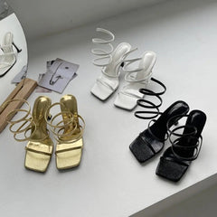Thin Straps Low Heel Sandal Shoes
