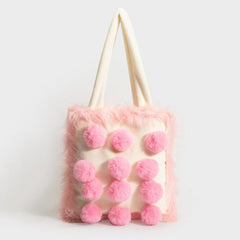 Fluffy Pom Poms Bag in Pink