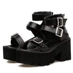 Triple Buckle Platform Sandals