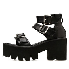 Triple Buckle Platform Sandals