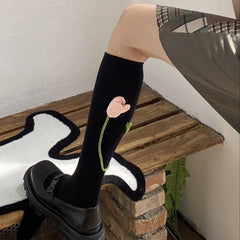 Tulip Black Knee Socks