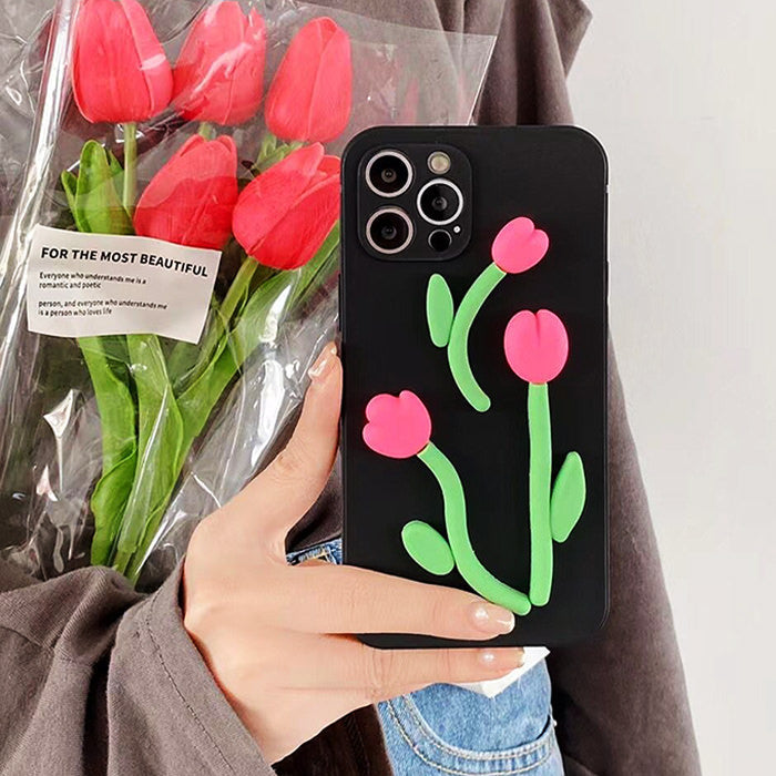 Tulip Black iPhone Case