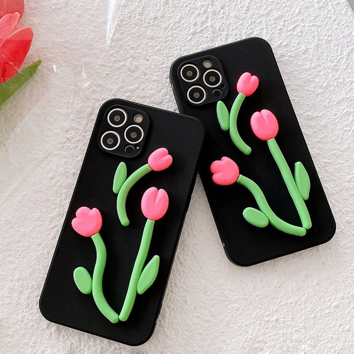 Tulip Black iPhone Case