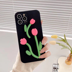 Tulip Black iPhone Case