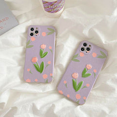 Tulip Embroidery iPhone Case