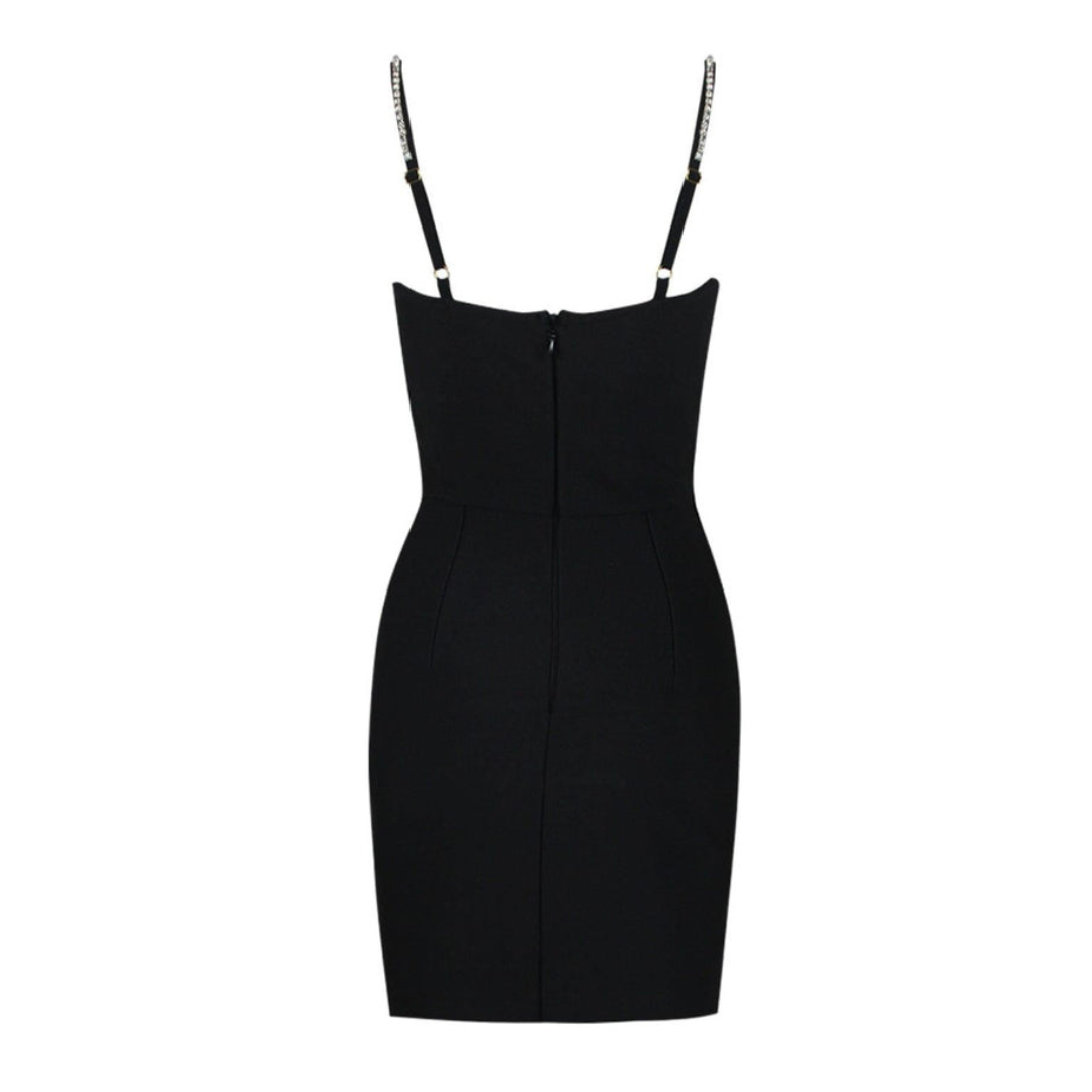 Bow Detail Embellished Mini Dress