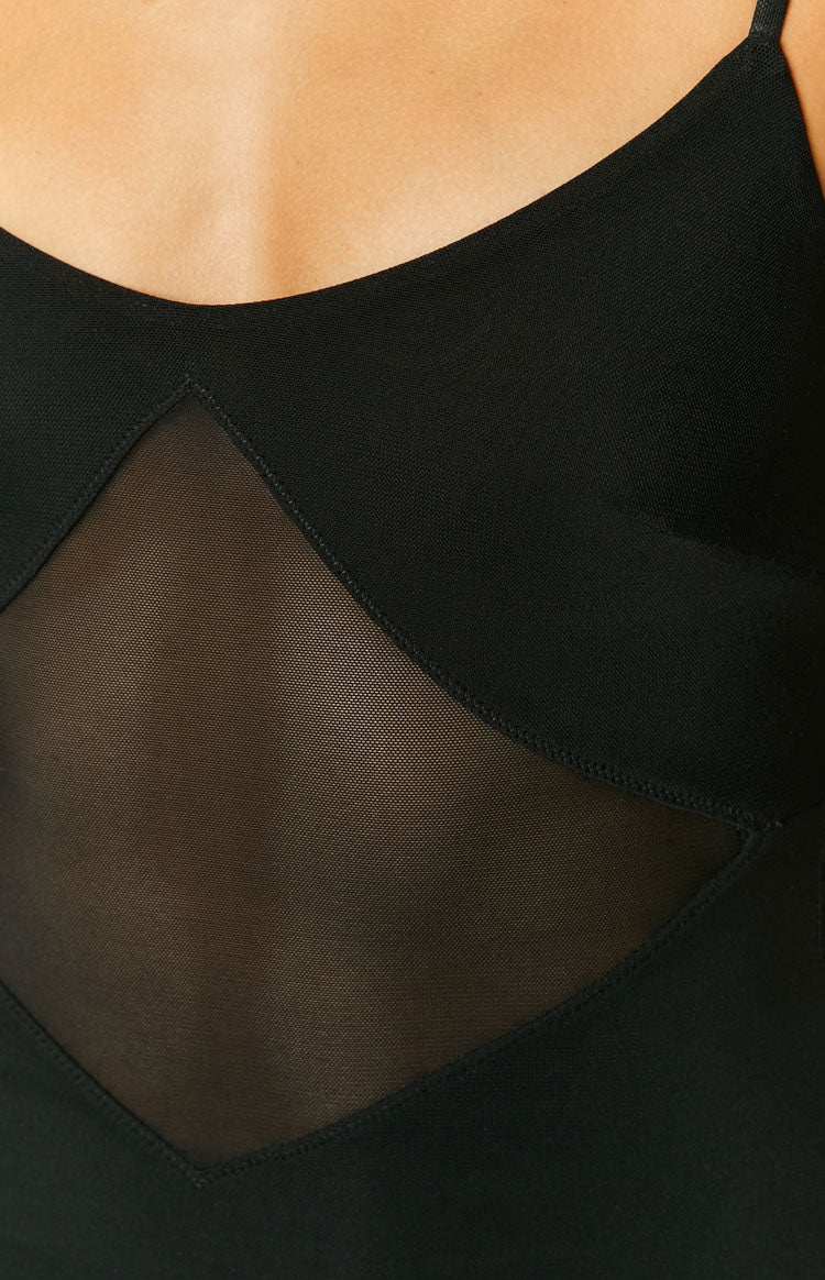 Valarie Black Mesh Slip Dress