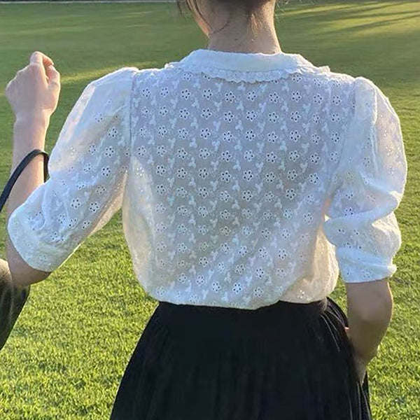 Vintage Collar Lace Shirt