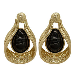 Vintage Aesthetic Black Stone Earrings