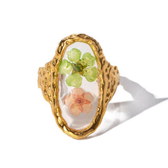 Vintage Dried Flowers Rings