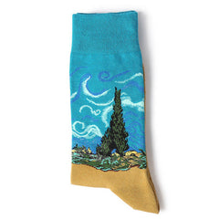 Wheat Field with Cypresses Socks