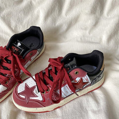 Wine Red Star Sneakers