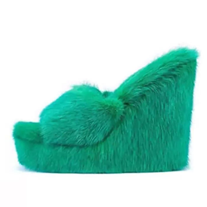 Y2K Aesthetic Fur Sandals