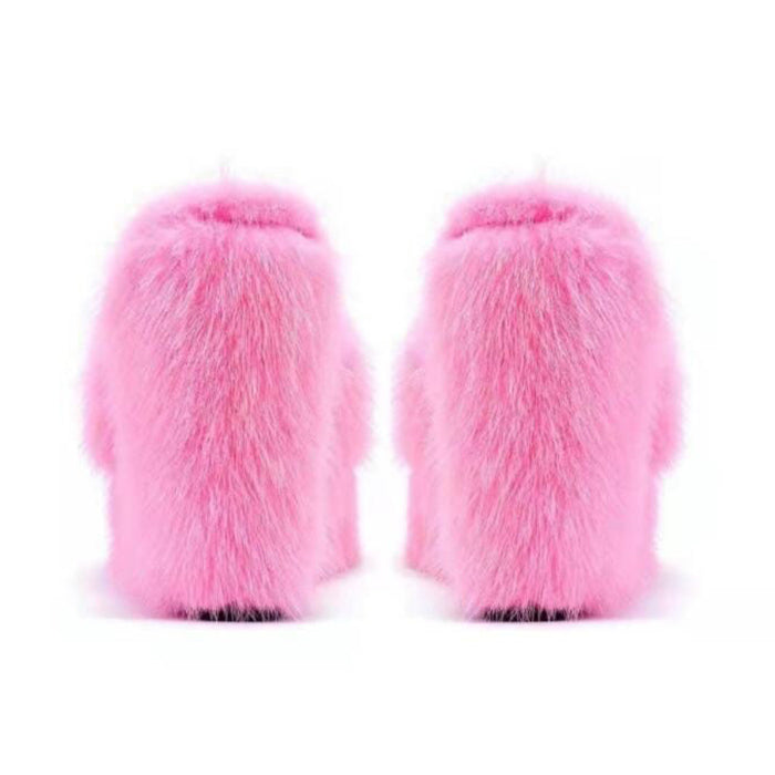 Y2K Aesthetic Fur Sandals