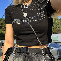 Y2K Rhinestone Cosmic Crop Top