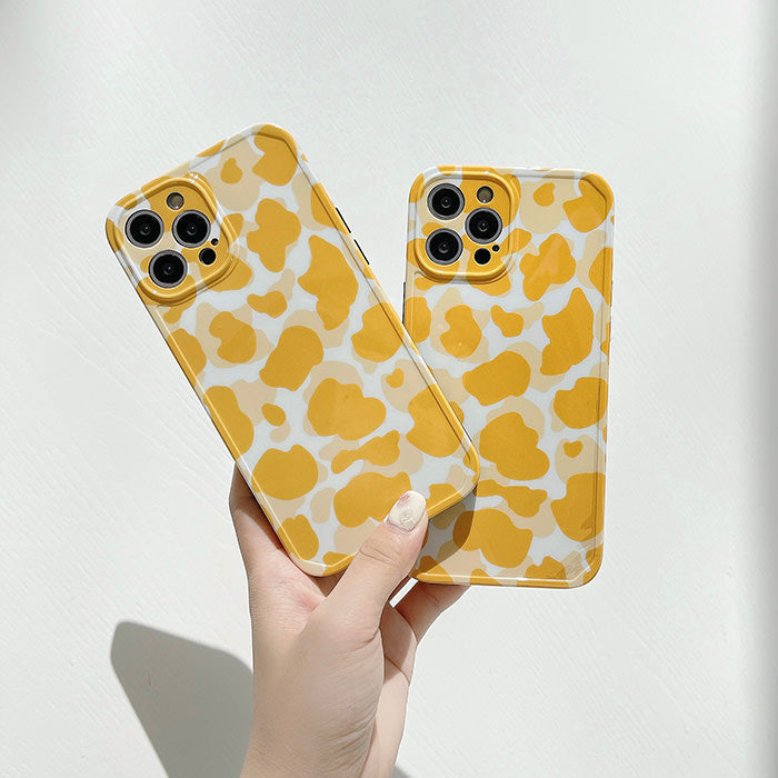 Yellow Cow Pattern iPhone Case