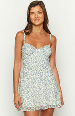 Zamara Blue  Floral Mini Dress