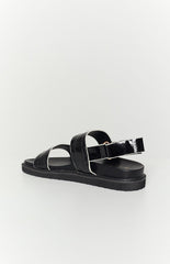 Zyla Black Crinkle Sandal