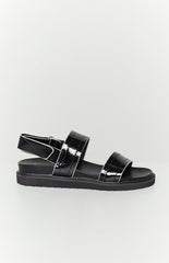 Zyla Black Crinkle Sandal