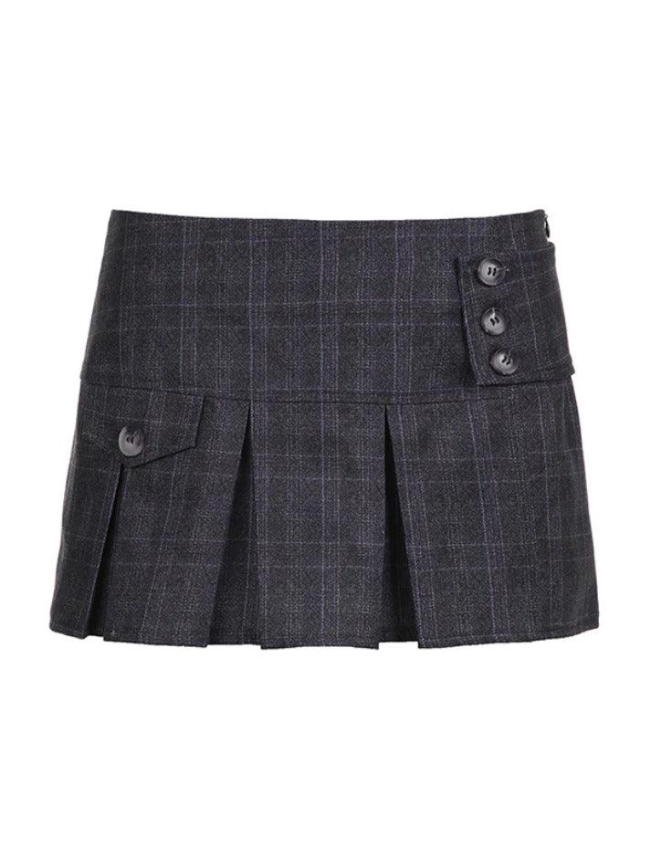 Irregular Hem Slimming Multiple Buttons Mini Skirt