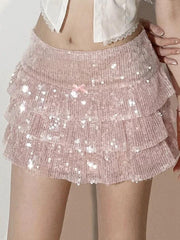 Sequin Tiered Mini Skirt