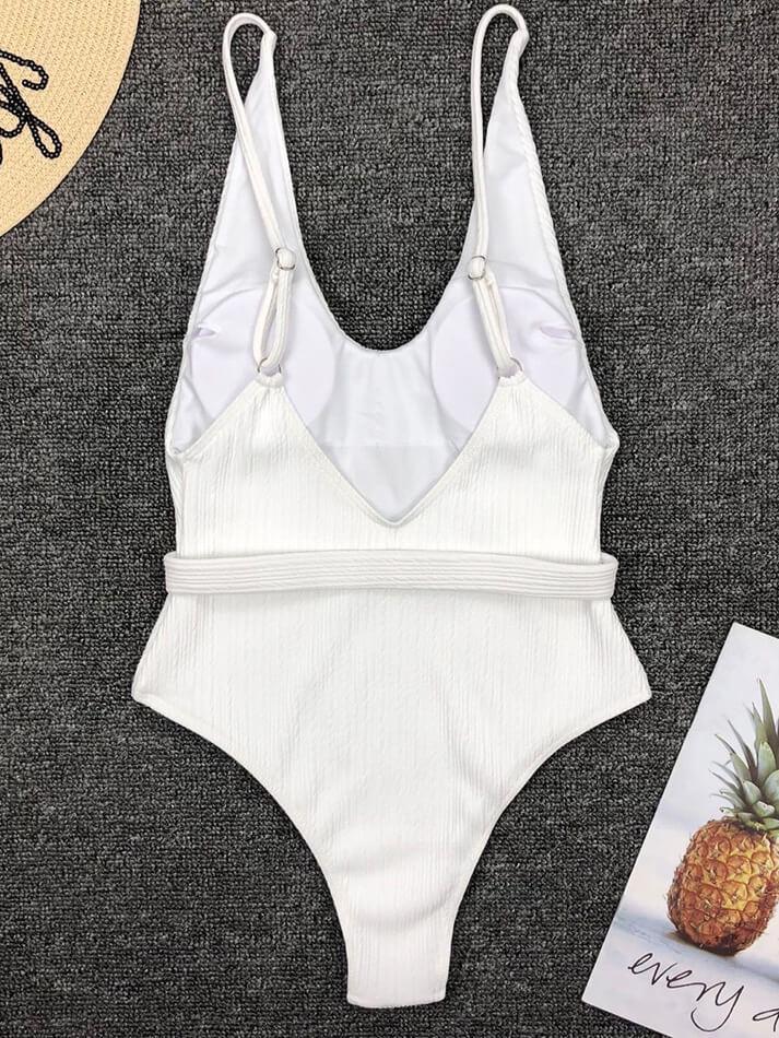 Marshmallow Belted One Piece Swimsuit