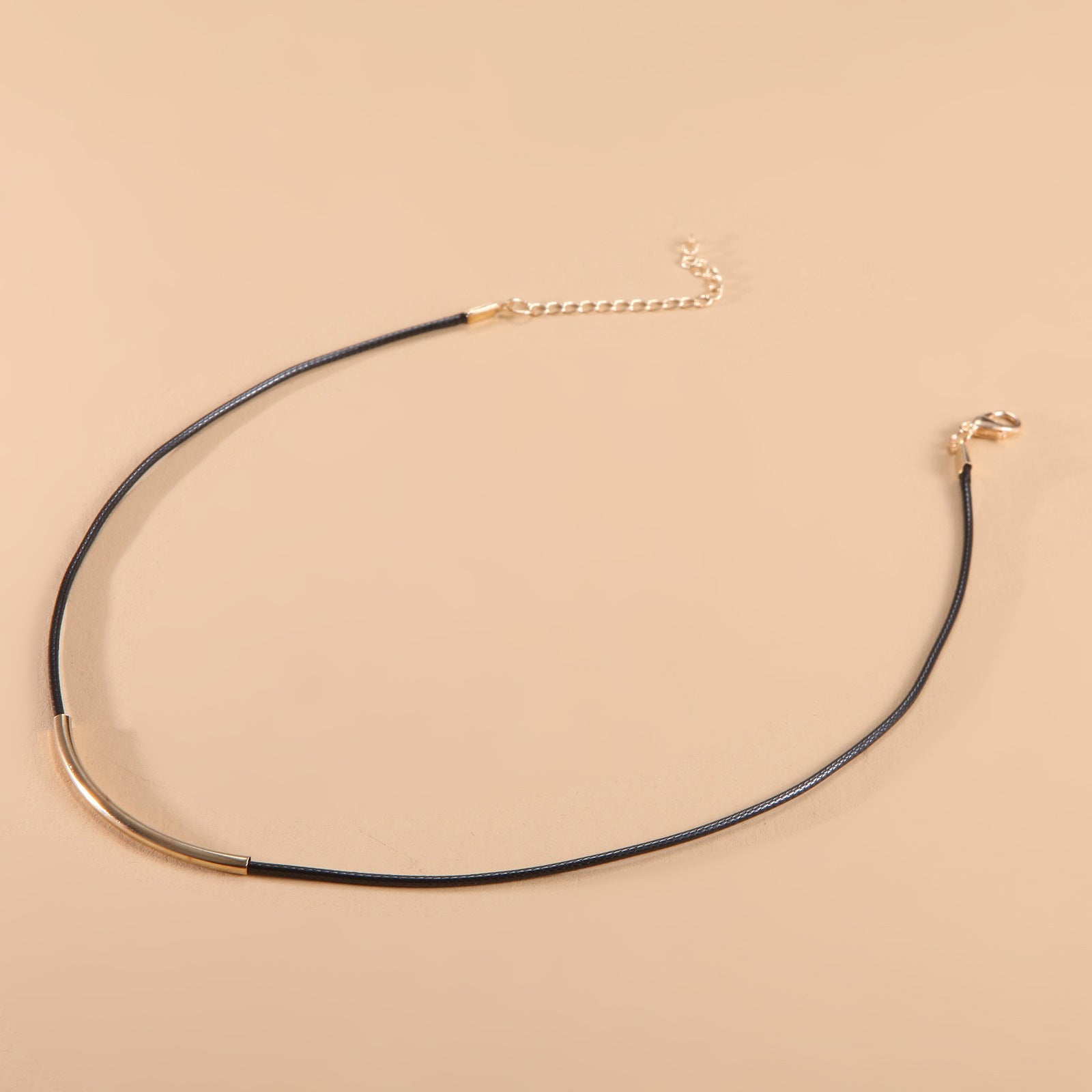 Black Wax Rope Metal Tube Choker