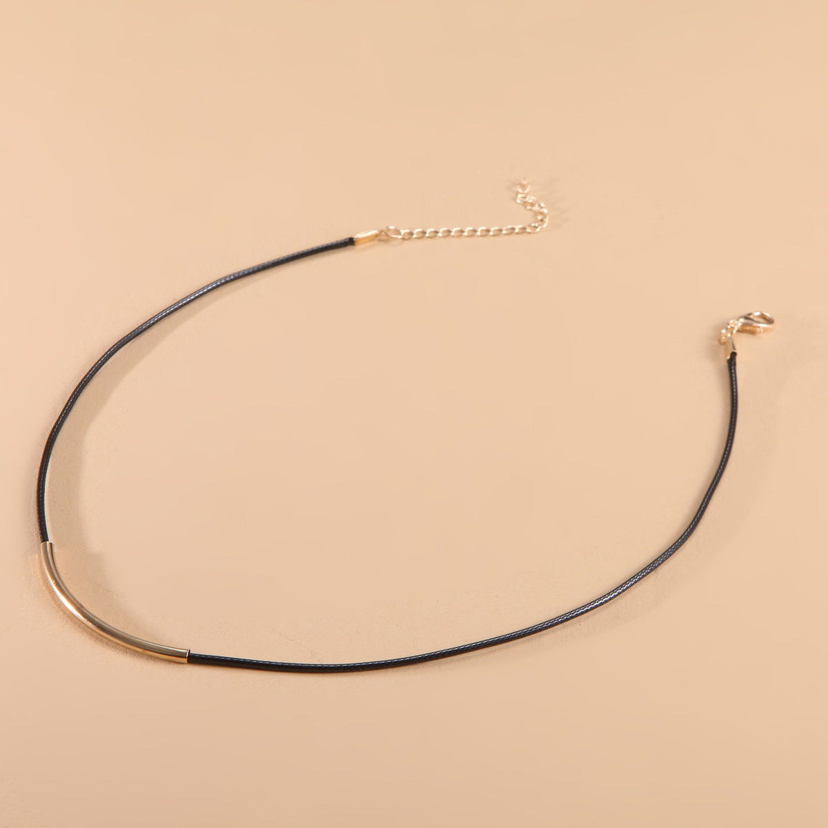 Black Wax Rope Metal Tube Choker