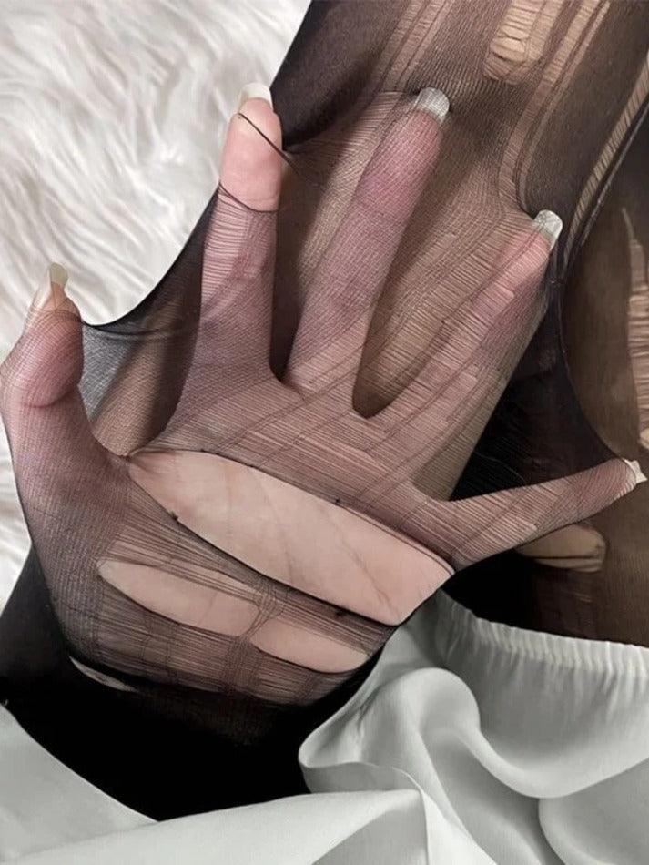 Hand Torn Sheer Mesh Tights