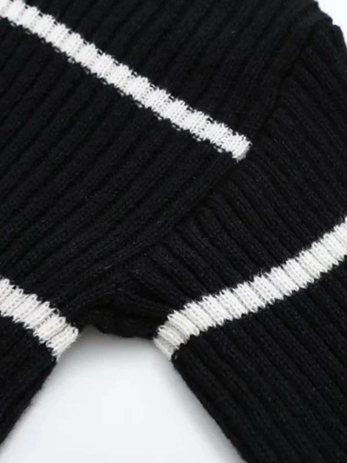 Striped High Neck Loose Sweater