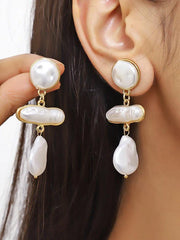 Baroque Irregular Faux Pearl Linked Earring