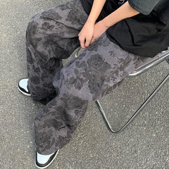 Aesthetic Wide Floral Cord Pants