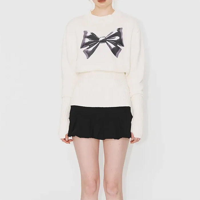 Soft Girl Aesthetic Bow Jumper