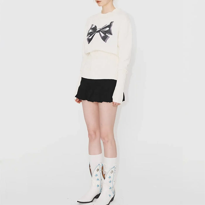 Soft Girl Aesthetic Bow Jumper