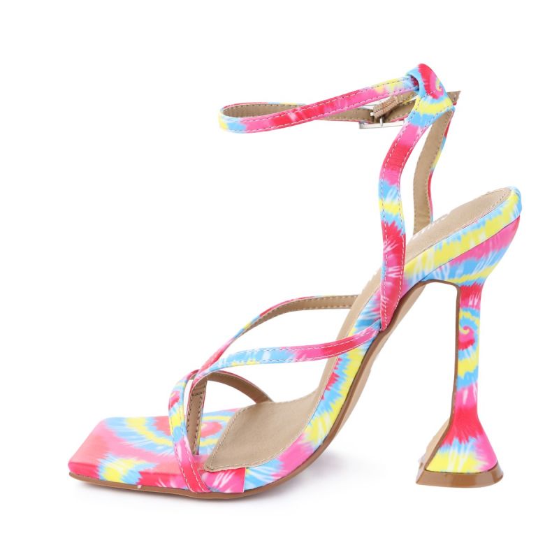 Dip-Dye Multi Colored Square Toe Sandals