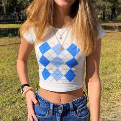 Argyle Pattern Crop Top