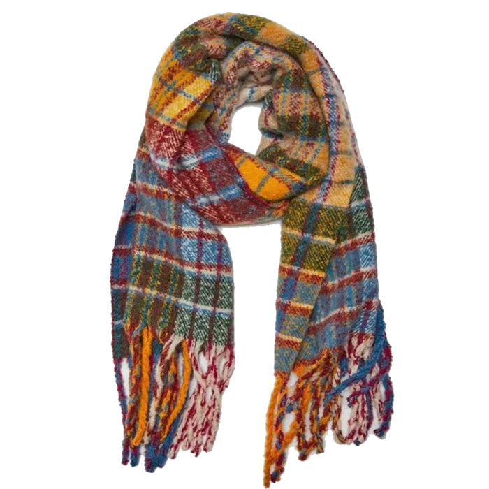 Autumn Feels Plaid Wool Scarf