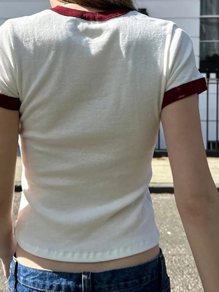 Contrast Letter Print Round Neck Tee