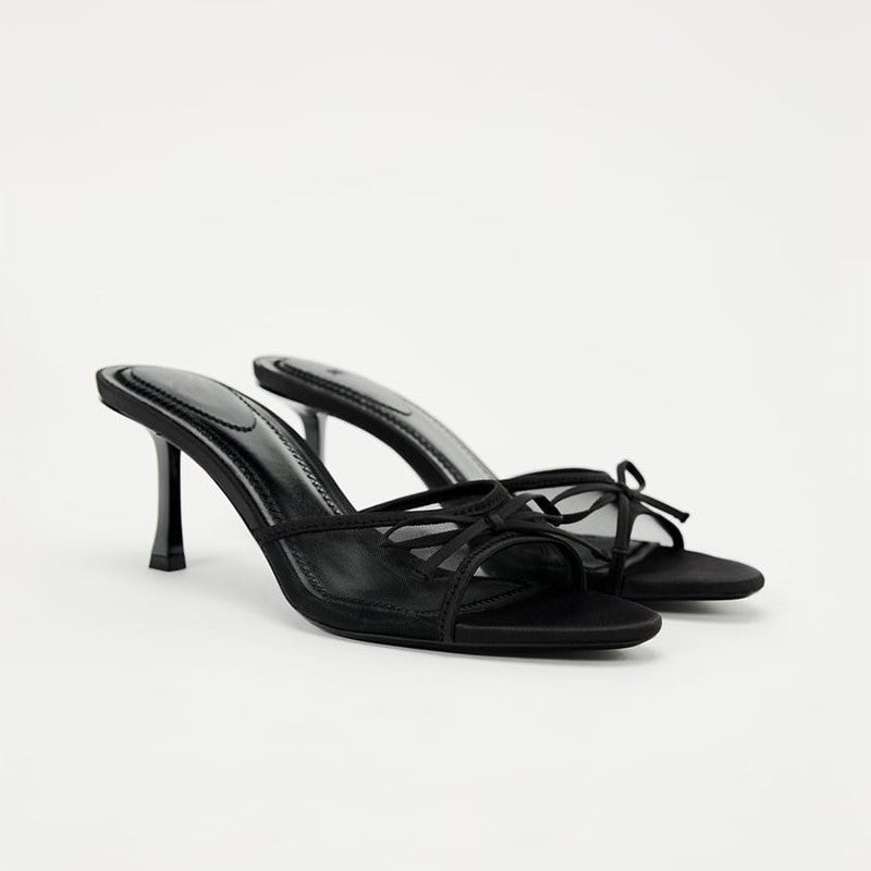 Black Bow Strap Heels