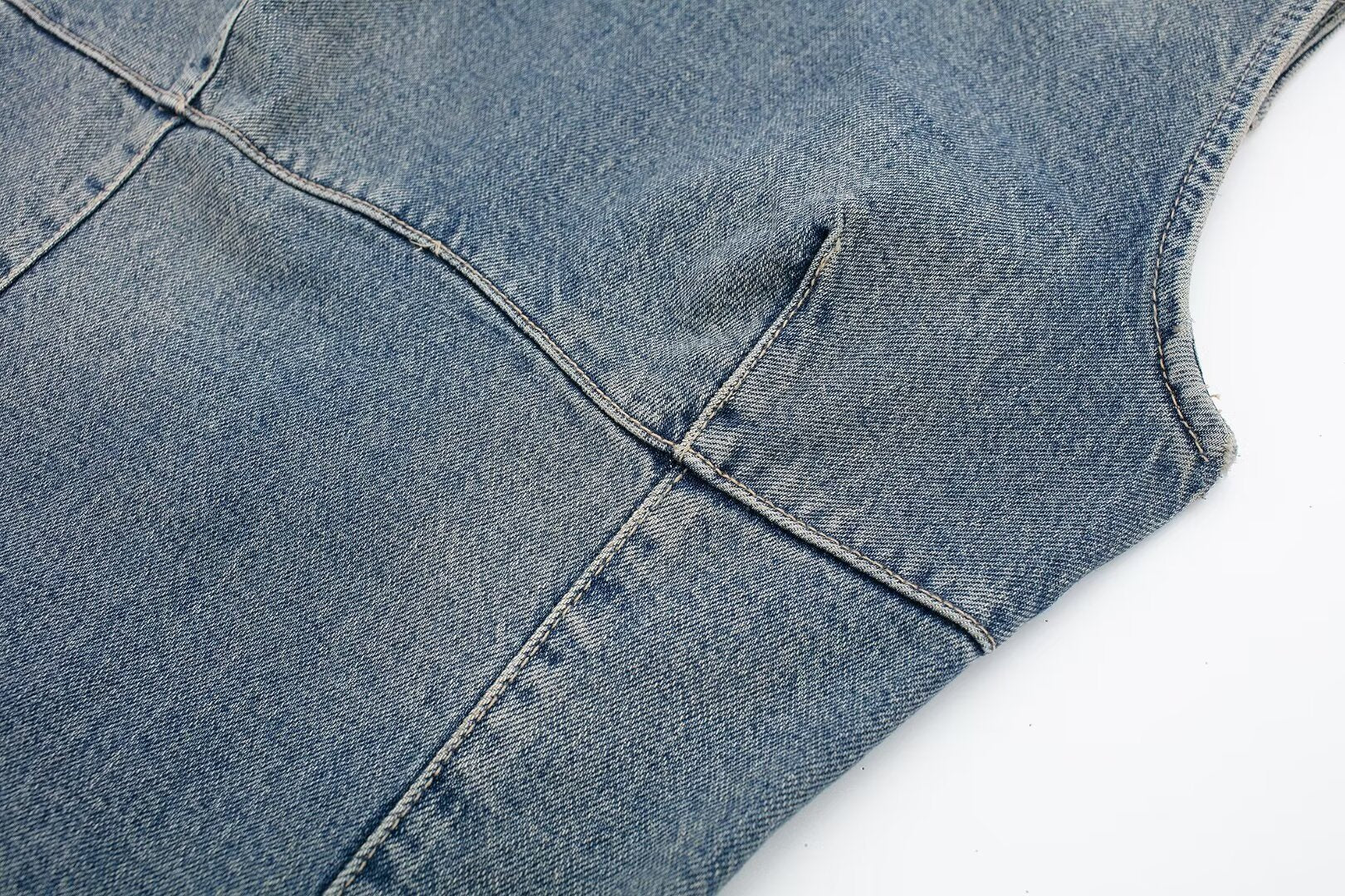 Washed Blue Sleeveless Mini Denim Dress