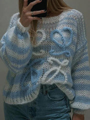 Stripe Crochet Baggy Sweater