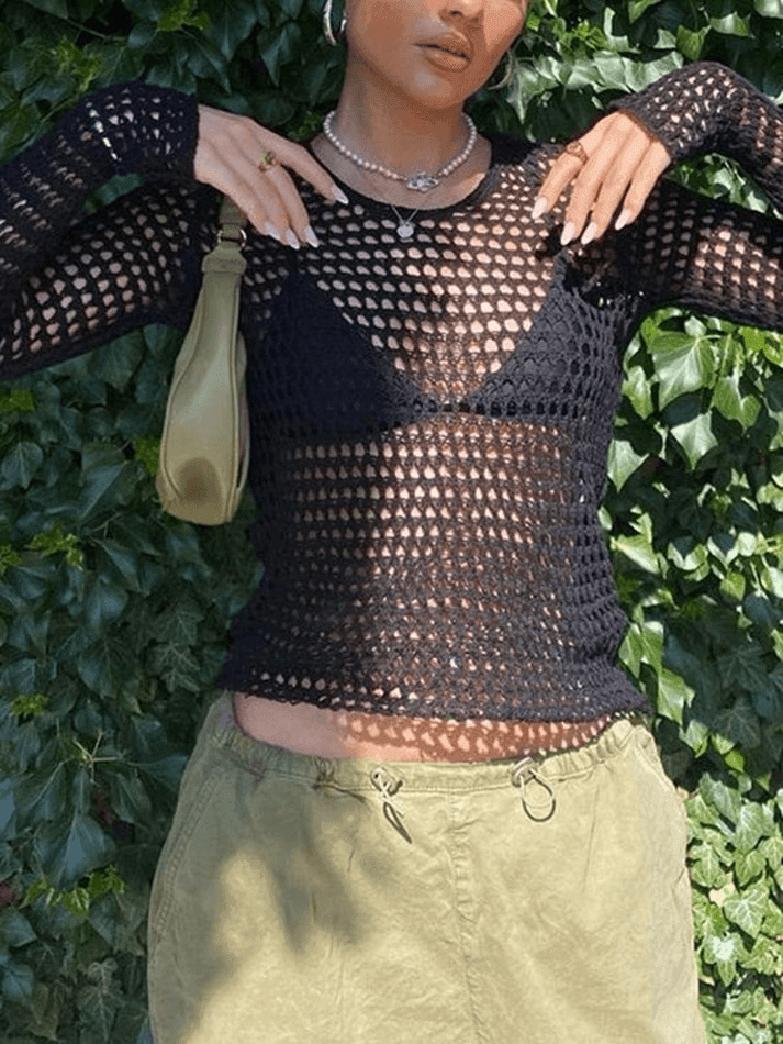 Backless Crochet Hollow Knit Crop Top