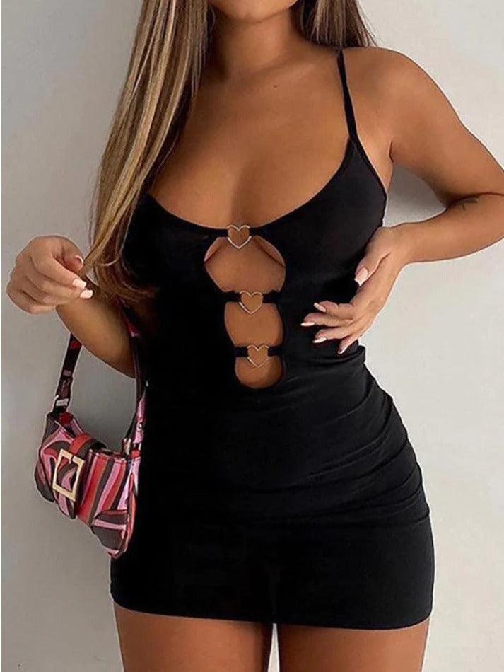 Backless Heart Decor Mini Dress