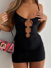 Backless Heart Decor Mini Dress