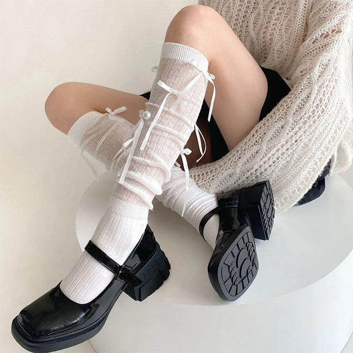 Ballet Core Bow High Socks