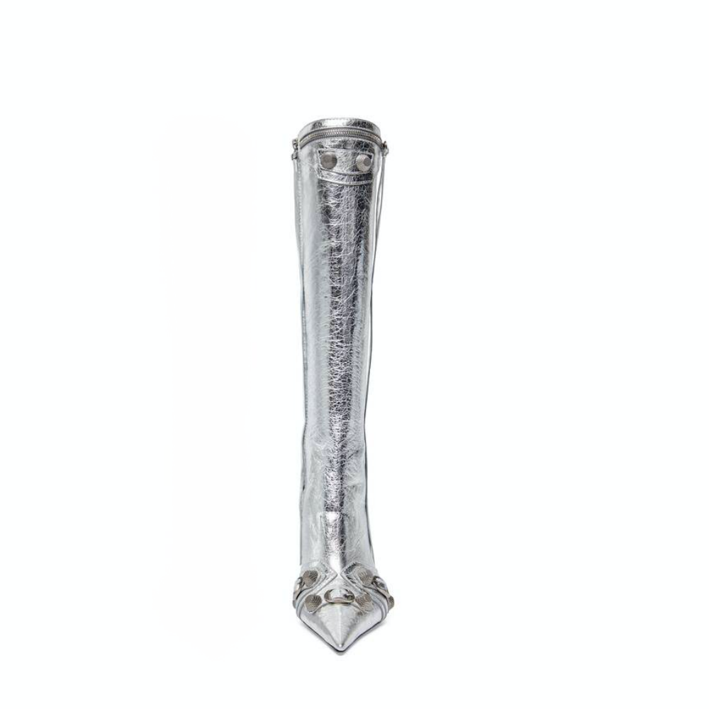 Silver Cagole High Fashion buckles Knee High Boots